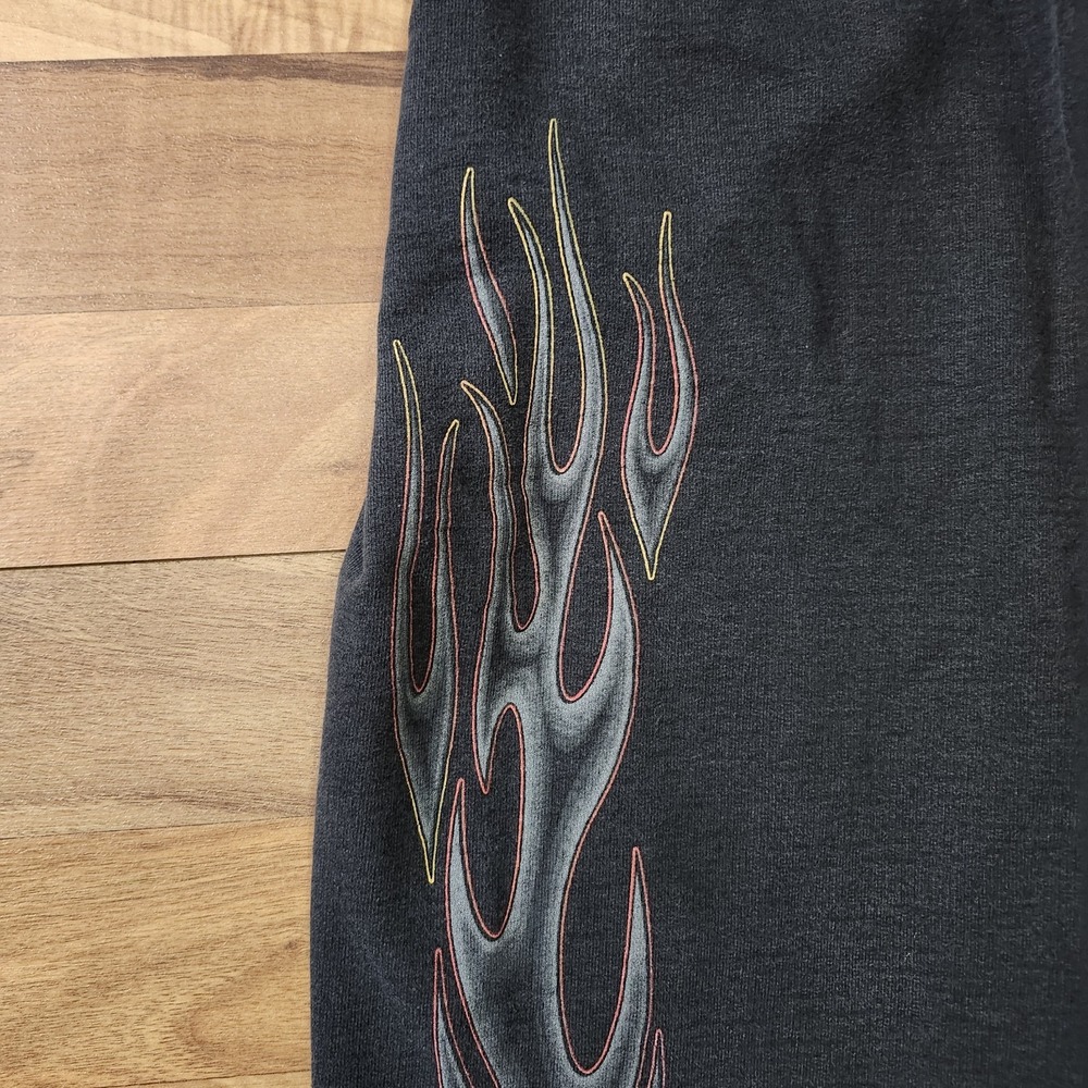 VTG Harley-Davidson Striking Flames Graphic Sweatpants Black Loose Fit Size XL - Picture 14 of 16